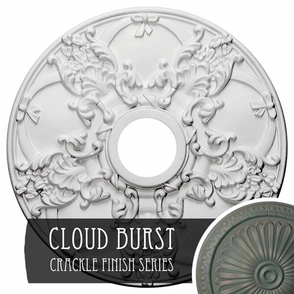 Ekena Millwork Norwich Ceiling Medallion (Canopies up to 4 1/2"), 18"OD x 3 1/2"ID x 1 3/8"P, Cloud Burst Crackle CM18NOCBC - main
